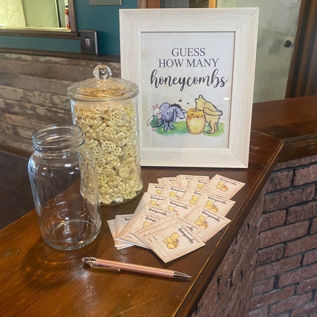 Winnie the pooh theme baby shower game. Guess how many honeycombs