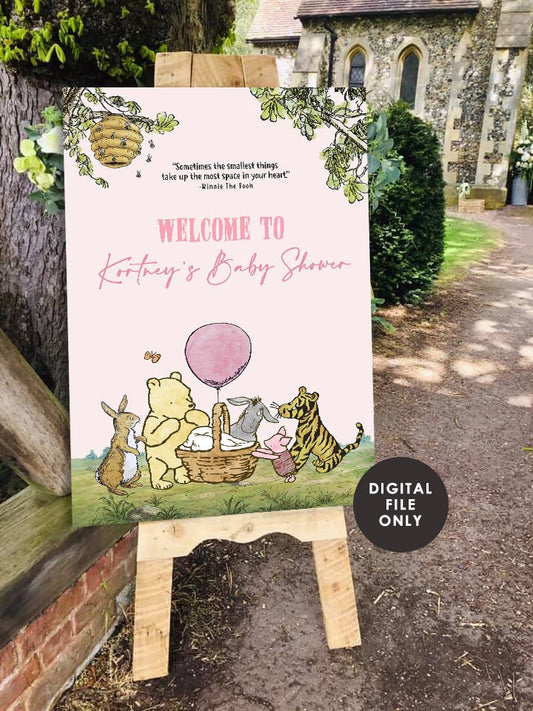 Classic Winnie The Pooh Baby Shower Birthday Poster / Welcome Sign / Personalized Digital File