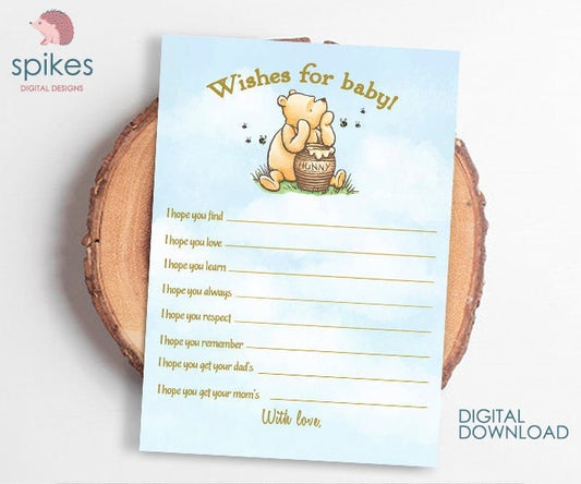 Classic Winnie The Pooh Baby Shower Activity - Well Wishes for Baby - Message for Baby / Instant Download / 5x7 inches