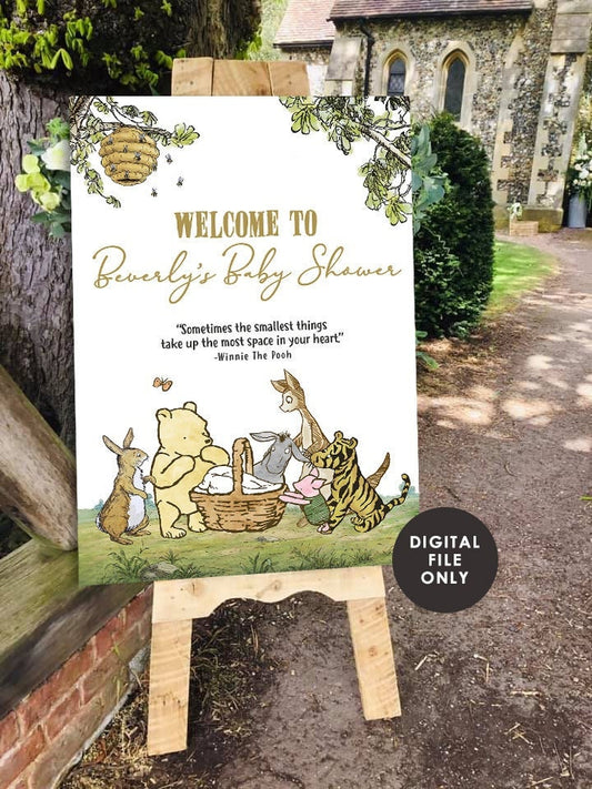 Classic Winnie The Pooh Baby Shower Birthday Poster / Welcome Sign / Personalized Digital File