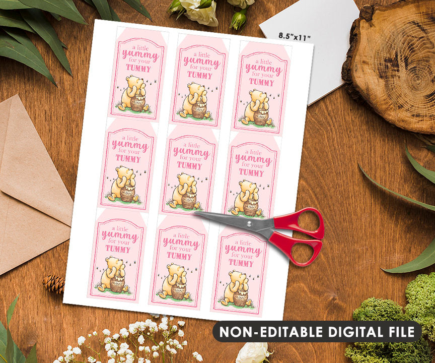 Non-Editable Tag / DOWNLOAD instantly! Classic Winnie The Pooh Thank You Favor Tags / Baby Shower or Birthday / Instant Download - spikes.digitalshop